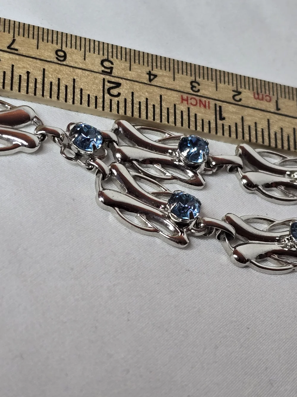 VTG 1953 Sarah Coventry Capri Necklace Blue Rhinestone Silvertone Mid Century